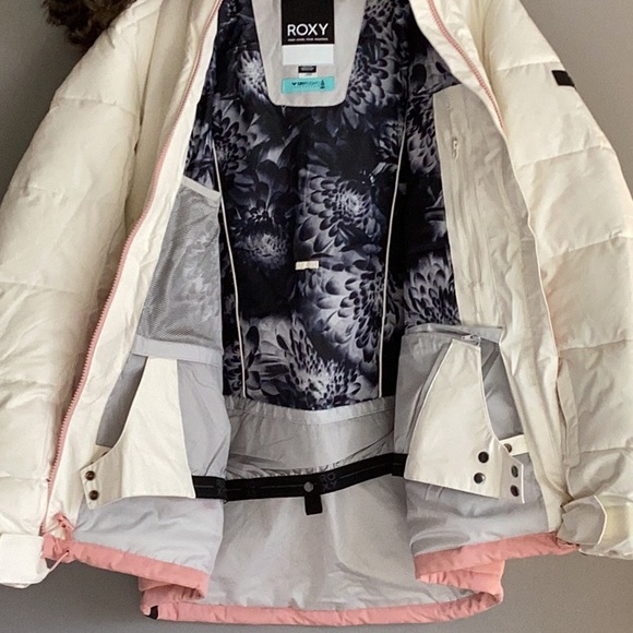NWT ROXY CREAM AND PINK QUINN SNOWBOARD JACKET SIZE L - Picture 4 of 12